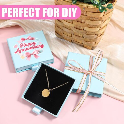2 Pcs Square Necklace Gift Box, Bracelet Box Jewelry Gift Boxes with Lids Small Gifts Boxes for Jewelrys Pendent Storage Case for Necklace Bracelet Earrings Ring Display (Blue) in Saudi Arabia