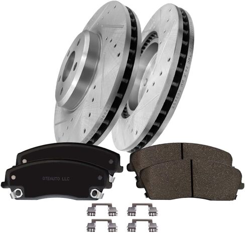PM Auto Set of 6 Front 320mm Drilled Slotted Disc Brake Rotors-Ceramic Brake Pad kit Replacement For 2005-2020 Chrysler 300 in Saudi Arabia