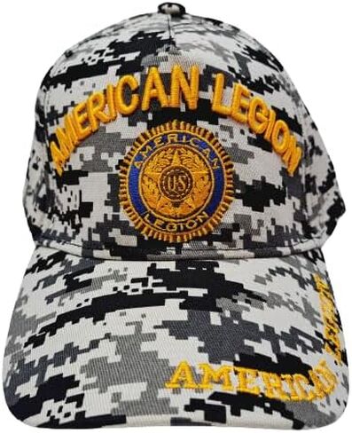 قبعة سائق الشاحنة Snapback American Legion قبعة سوداء مطرزة ومنحنيات مموهة رقمية in Saudi Arabia