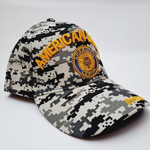 قبعة سائق الشاحنة Snapback American Legion قبعة سوداء مطرزة ومنحنيات مموهة رقمية in Saudi Arabia