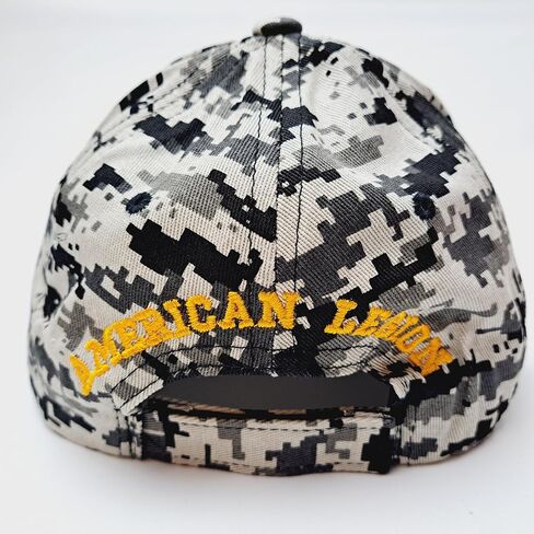 قبعة سائق الشاحنة Snapback American Legion قبعة سوداء مطرزة ومنحنيات مموهة رقمية in Saudi Arabia