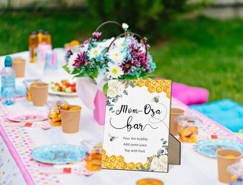 Mim-osa Bar Baby Shower Sign, Honey Bee Gender Neutral Tabletop Sign With Stand, Wooden Game Sign for Baby Shower, Birthday, Bridal Shower, Wedding Party Favors Supplies-MQ436 in Kuwait