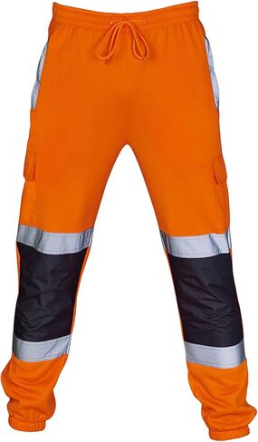 سراويل البضائع الرجالية المصنوعة من الصوف Hi Viz Viz سراويل العمل ذات الرؤية المحسنة للركض بشريط عاكس للسلامة مع جيوب in Kuwait