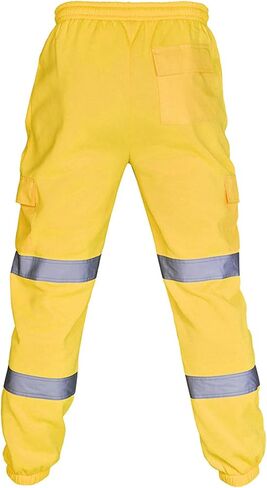 سراويل البضائع الرجالية المصنوعة من الصوف Hi Viz Viz سراويل العمل ذات الرؤية المحسنة للركض بشريط عاكس للسلامة مع جيوب in Kuwait