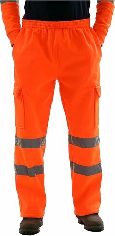 سراويل البضائع الرجالية المصنوعة من الصوف Hi Viz Viz سراويل العمل ذات الرؤية المحسنة للركض بشريط عاكس للسلامة مع جيوب in Kuwait