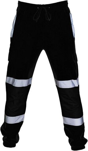 سراويل البضائع الرجالية المصنوعة من الصوف Hi Viz Viz سراويل العمل ذات الرؤية المحسنة للركض بشريط عاكس للسلامة مع جيوب in Kuwait