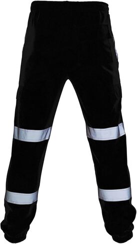 سراويل البضائع الرجالية المصنوعة من الصوف Hi Viz Viz سراويل العمل ذات الرؤية المحسنة للركض بشريط عاكس للسلامة مع جيوب in Kuwait