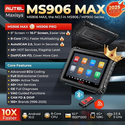 Autel Scanner MaxiPRO MP900TS, 2025 8in MP900-TS Top TPMS as MS906 Pro-TS, Up of MaxiSYS MS906 PRO MS906TS MP900BT MK900-TS, ECU Coding, 40+ Service, Bidirectional Scan tool, Auto Scan 2.0 CAN FD&DOIP in Saudi Arabia