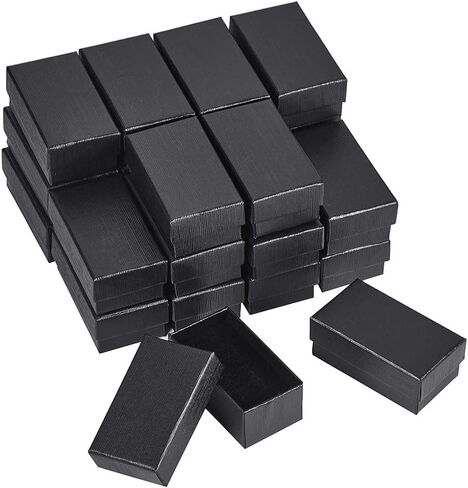 BENECREAT 24 Pack 2.8x1.5x1.2" Black Kraft Cardboard Jewelry Boxes Cowhide Pattern Kraft Necklace Bracelet Jewelry Box for Jewelry Set Display and Storage in Saudi Arabia