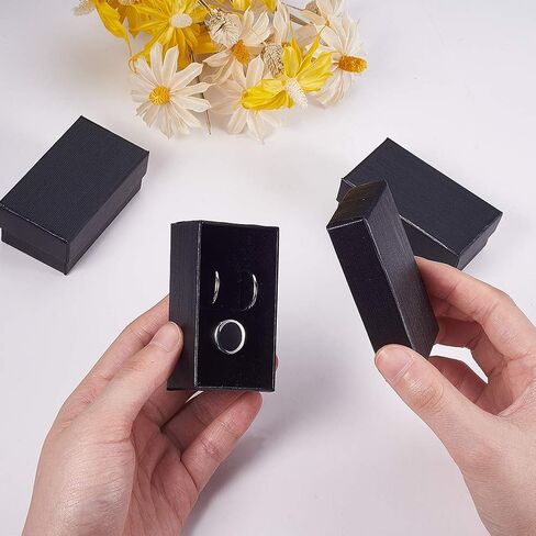 BENECREAT 24 Pack 2.8x1.5x1.2" Black Kraft Cardboard Jewelry Boxes Cowhide Pattern Kraft Necklace Bracelet Jewelry Box for Jewelry Set Display and Storage in Saudi Arabia