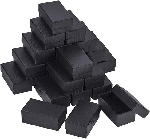 BENECREAT 24 Pack 2.8x1.5x1.2" Black Kraft Cardboard Jewelry Boxes Cowhide Pattern Kraft Necklace Bracelet Jewelry Box for Jewelry Set Display and Storage in Saudi Arabia