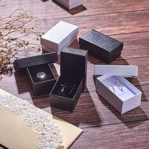 BENECREAT 24 Pack 2.8x1.5x1.2" Black Kraft Cardboard Jewelry Boxes Cowhide Pattern Kraft Necklace Bracelet Jewelry Box for Jewelry Set Display and Storage in Saudi Arabia