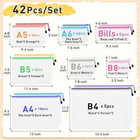 26pcs Mesh Zipper Pouch Bags, 8 Sizes Plastic zippered Storage Bags for Organizing, Clear Pouches with Zipper, Waterproof Mesh Pouch for Office School Supplies, Home Organize, Travel Storage in Kuwait