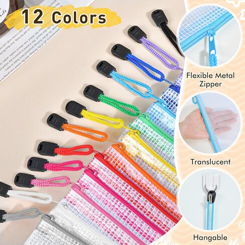 26pcs Mesh Zipper Pouch Bags, 8 Sizes Plastic zippered Storage Bags for Organizing, Clear Pouches with Zipper, Waterproof Mesh Pouch for Office School Supplies, Home Organize, Travel Storage in Kuwait