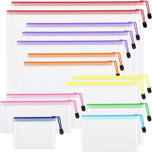 26pcs Mesh Zipper Pouch Bags, 8 Sizes Plastic zippered Storage Bags for Organizing, Clear Pouches with Zipper, Waterproof Mesh Pouch for Office School Supplies, Home Organize, Travel Storage in Kuwait
