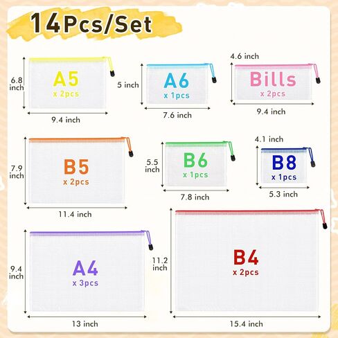 26pcs Mesh Zipper Pouch Bags, 8 Sizes Plastic zippered Storage Bags for Organizing, Clear Pouches with Zipper, Waterproof Mesh Pouch for Office School Supplies, Home Organize, Travel Storage in Kuwait