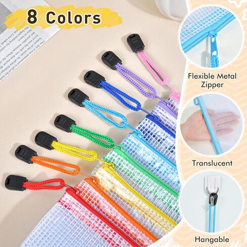 26pcs Mesh Zipper Pouch Bags, 8 Sizes Plastic zippered Storage Bags for Organizing, Clear Pouches with Zipper, Waterproof Mesh Pouch for Office School Supplies, Home Organize, Travel Storage in Kuwait