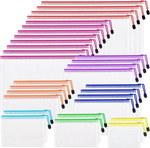 26pcs Mesh Zipper Pouch Bags, 8 Sizes Plastic zippered Storage Bags for Organizing, Clear Pouches with Zipper, Waterproof Mesh Pouch for Office School Supplies, Home Organize, Travel Storage in Kuwait