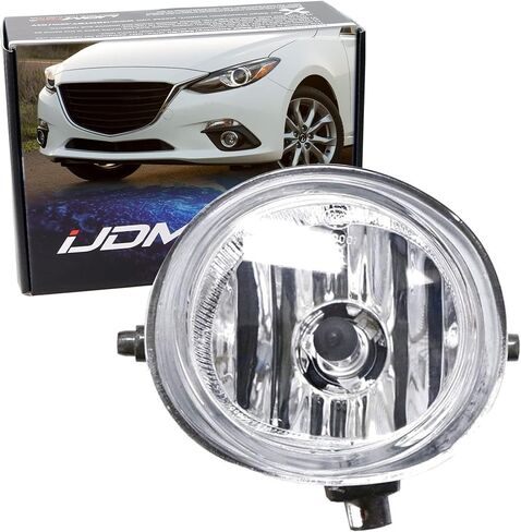 iJDMTOY One Piece Left Hand ONLY Clear Lens Halogen Fog Lamp Compatible With Mazda 2 3 6 CX-5 CX-7 MX-5 etc, Driver Side Assembly w/ (1) 55W H11 Halogen Bulb in Saudi Arabia