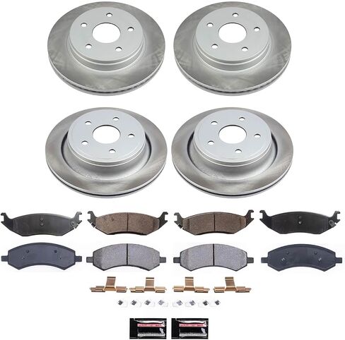 طقم مكابح أمامية وخلفية Power Stop SC2164 مع دوارات مكابح شبه مطلية ووسادات مكابح سيراميكية وأجهزة لكرايسلر أسبن دودج دورانجو 2007-2009 | 2006 2007 2008 2009 2010-2022 دودج رام 1500 in Saudi Arabia