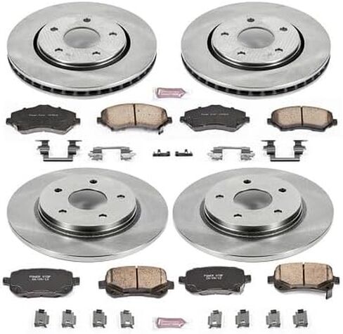 POWERSTOP KOE4015 Autospecialty Front and Rear Replacement Brake Kit-OE Brake Rotors & Ceramic Brake Pads For Chrysler Town & Country, Dodge Grand Caravan, Dodge Journey, VW Routan [Model Specific] in Saudi Arabia