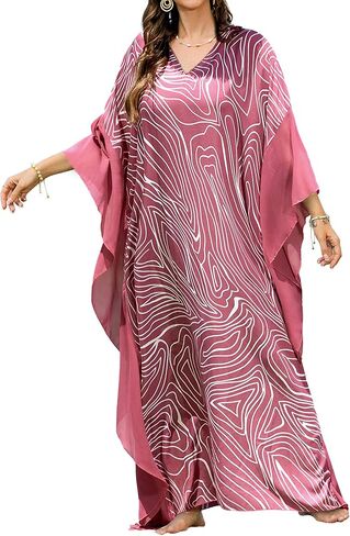 Bsubseach Kaftan Dresses for Women Plus Size Swimsuit Cover Ups Stripe Print Maxi Beach Caftan Moo Moos Dress in Saudi Arabia