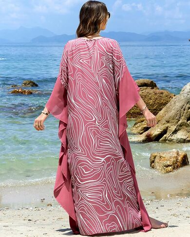 Bsubseach Kaftan Dresses for Women Plus Size Swimsuit Cover Ups Stripe Print Maxi Beach Caftan Moo Moos Dress in Saudi Arabia