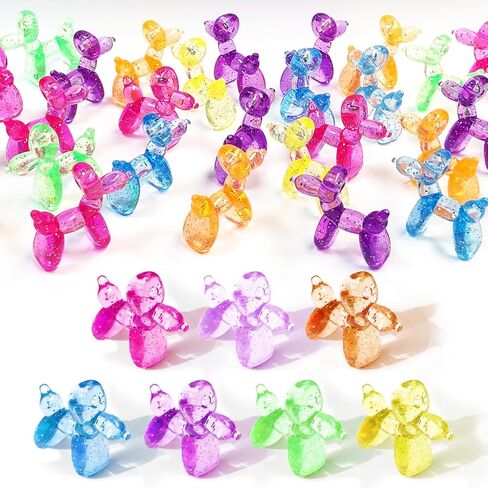 70 Pcs Mini Resin Balloon Dog Figurine to Hide Small Acrylic Bulk Balloon Animal Toys Crafts 8 Color Mixed with Holes for Party Favors Statue Decor Charm Keychain in Kuwait