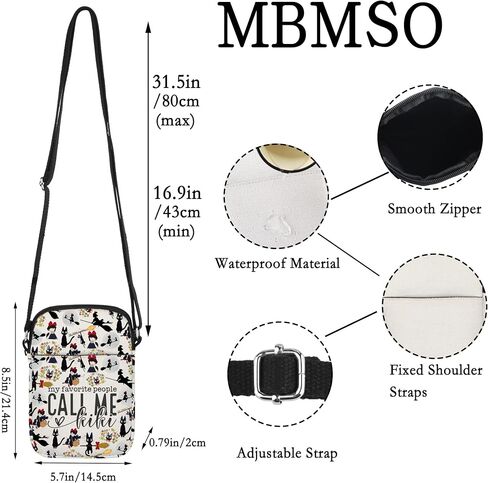 MBMSO Kiki and Jiji Crossbody Bag Animated Movie Theme Gifts for Manga Fans Kiki Delivery Inspired Crossbody Purse for Baker in Saudi Arabia