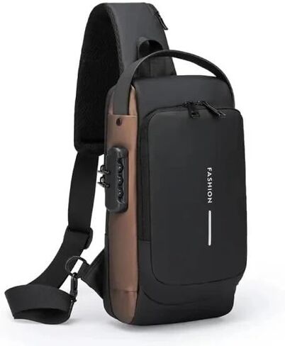 MEN CROSSBODY BAG, leather classic Anti Theft Shoulder Bag Chest Bag Multifunctional for Men Daily Use. in Saudi Arabia