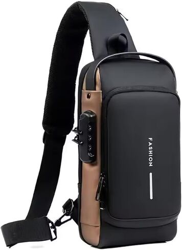 MEN CROSSBODY BAG, leather classic Anti Theft Shoulder Bag Chest Bag Multifunctional for Men Daily Use. in Saudi Arabia