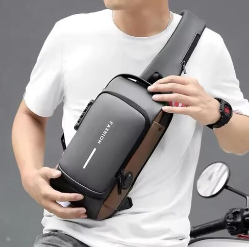 MEN CROSSBODY BAG, leather classic Anti Theft Shoulder Bag Chest Bag Multifunctional for Men Daily Use. in Saudi Arabia