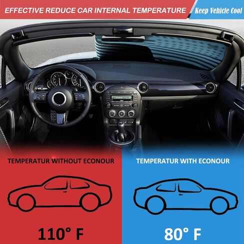 The Original Windshield Sun Shade for Mazda MX-5 NC RF Miata 2009 2010 2011 2012 2013 2014 2015 Car Windshield Reflective Sunshade Protector Sun Shade Accessories（Silver） in Kuwait