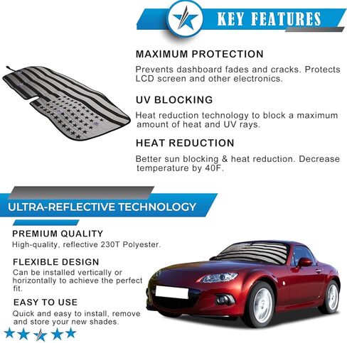 The Original Windshield Sun Shade for Mazda MX-5 NC RF Miata 2009 2010 2011 2012 2013 2014 2015 Car Windshield Reflective Sunshade Protector Sun Shade Accessories（Silver） in Kuwait