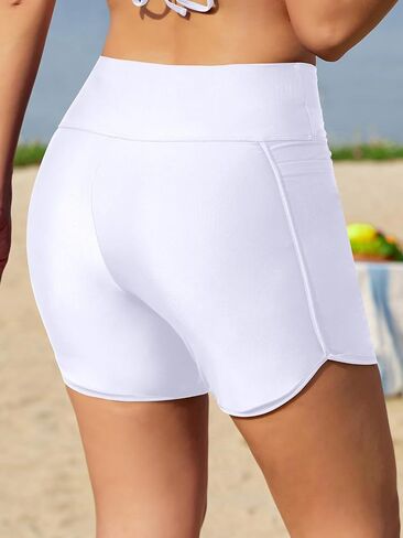 SHEKINI Women's 5" Swim Board Shorts Quick Dry High Waisted Beach Swimming Bottoms with Liner Pockets in Saudi Arabia