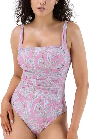 Women's One Piece Swimsuit Tummy Control Square Neck Bathing Suits Adjustable Straps Ruched Swimwear in Saudi Arabia