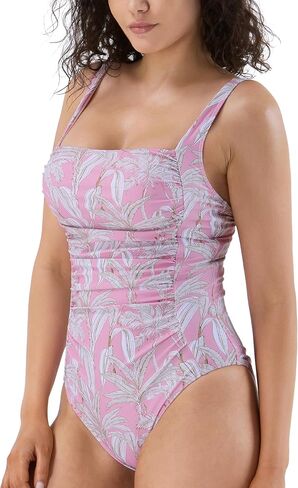 Women's One Piece Swimsuit Tummy Control Square Neck Bathing Suits Adjustable Straps Ruched Swimwear in Saudi Arabia