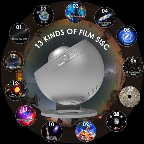 Star Projector, Elec3 Newly Planetarium Projector for Bedroom Ultra Clear Galaxy Night Light with 4K Replaceable 12 Galaxy Discs 360 Degree Rotation Real Sky Light Birthday Valentines Gift- White in Kuwait