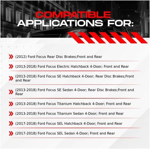 R1 Concepts Front and Rear Brake Kit For 2012-2018 Ford Focus| Drilled Slotted Brake Rotors| Ceramic Brake Pads and Rotors Kit| Hardware included in Saudi Arabia