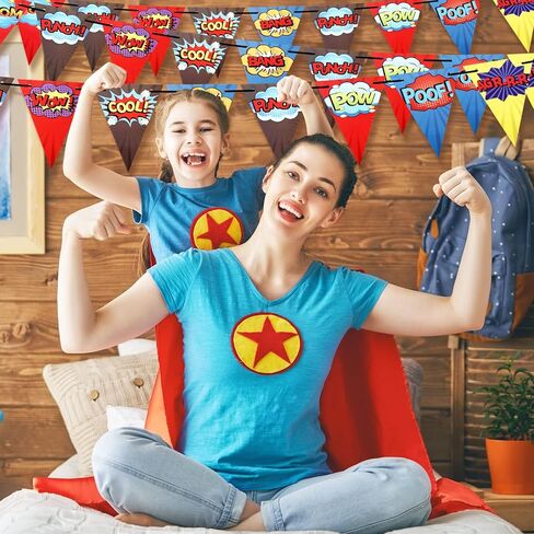 4 Pcs Hero Birthday Party Banner Decorations Hero Paper Pennant Banner Garland Decor for Kids Boys Birthday Party Supplies Baby Shower Wall Decoration in Kuwait