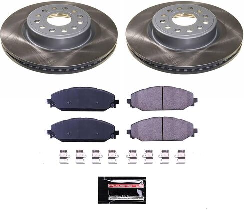 طقم الفرامل الأمامية Power Stop SC8183 مع دوارات فرامل شبه مطلية ووسادات ومعدات فرامل سيراميك لـ Ram 1500 2019-2022 [محدد بالتطبيق] in Saudi Arabia