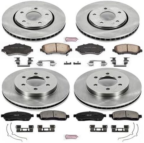 POWERSTOP KOE1944 مجموعة فرامل بديلة أمامية وخلفية متخصصة - دوارات فرامل OE ومنصات فرامل سيراميك لـ 2004-2008 Ford F-150 4WD 6 Lug | 2006-2008 لينكولن مارك LT in Saudi Arabia