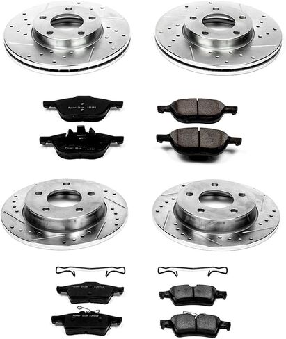 Power Stop K121 Front and Rear Z23 Carbon Fiber Brake Pads with Drilled & Slotted Brake Rotors Kit For Mazda 3 2006-2013 [Model Specific] in Saudi Arabia