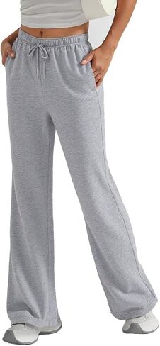Women's Wide-Leg Sweatpants High-Waisted Loose Casual Wool-Lined Jogging Pants in Saudi Arabia