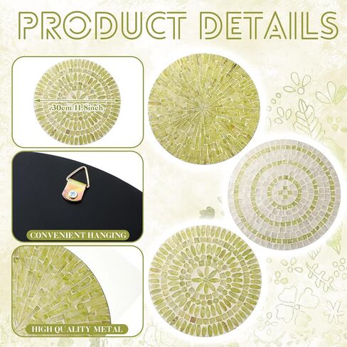 Tioncy 3 Pcs Mother of Pearl Shell Plate coastal wall art Mosaic Wall Sculpture shell wall decor Handmade Hanging Black Wall Plates Bedroom Bathroom Decoration for Home Office Holiday Hotel in Kuwait