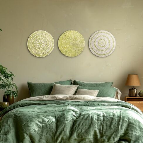 Tioncy 3 Pcs Mother of Pearl Shell Plate coastal wall art Mosaic Wall Sculpture shell wall decor Handmade Hanging Black Wall Plates Bedroom Bathroom Decoration for Home Office Holiday Hotel in Kuwait