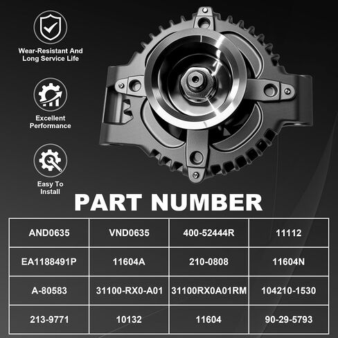 PartsFlow Alternator For 2013-2015 Acura ILX For 2012-2015 Honda Civic For 2012-2014 Honda CRV 12V ‎120A 210-0808 in Saudi Arabia