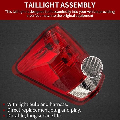 Tail Light Compatible with 2004-2015 Nissan Titan Rear Taillight Brake Lamp with Bulb Replacement 26550ZH225, NI2801161 (Right Passenger Side) in Saudi Arabia