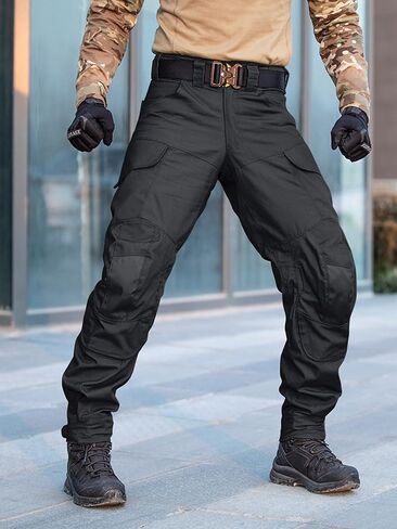Men's Tactical Pants Water Resistant Ripstop Cargo Pants for Men Multi Pockets Hiking Work Pants with Knee Pads in Kuwait