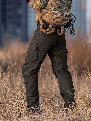 Men's Tactical Pants Water Resistant Ripstop Cargo Pants for Men Multi Pockets Hiking Work Pants with Knee Pads in Kuwait